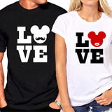 Mustache Mickey & Kissy Minnie in Love Matching Couples Tee