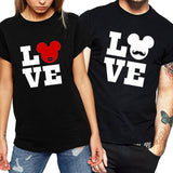 Mustache Mickey & Kissy Minnie in Love Matching Couples Tee