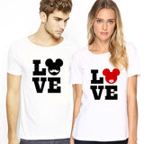 Mustache Mickey & Kissy Minnie in Love Matching Couples Tee