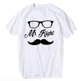 Mr Mustache Right & Mrs Always Right Matching Couples Tee