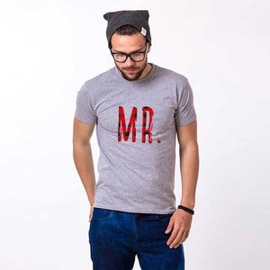 Mr & Mrs Plaided Font Matching Couple Tees