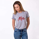 Mr & Mrs Plaided Font Matching Couple Tees