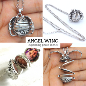 Angel Wing Expanding Photo Locket Necklace