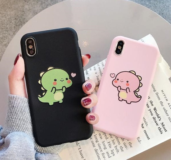 Cute Cartoon Dino Couples Phone Case