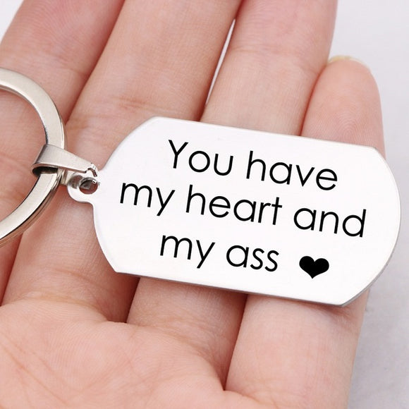 You Have My Heart And My Ass Heart Keychain - Straight Up Fun