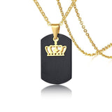 Dog Tag King & Queen Crown Matching Couples Necklace