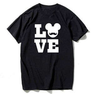 Mustache Mickey & Kissy Minnie in Love Matching Couples Tee