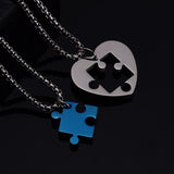 Puzzle Piece Matching Couples Necklace