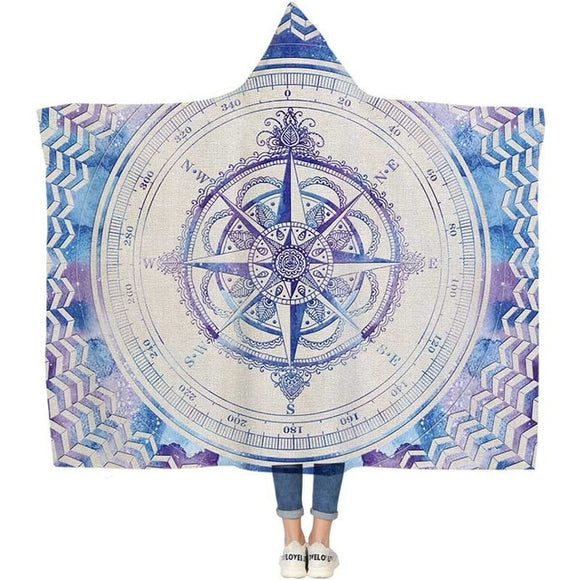 Mandala Designed Hoodie Blanket (Compass) - Straight Up Fun