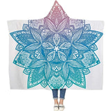 Mandala Designed Hoodie Blanket (Blue Flower) - Straight Up Fun