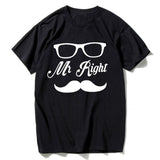 Mr Mustache Right & Mrs Always Right Matching Couples Tee